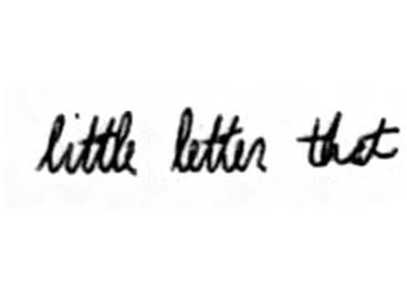 Close-up of the ink on the printed card: the words little letter