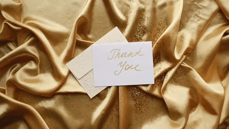 Thank you note with glitter