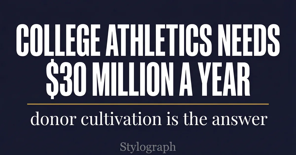 College Athletics Needs $30 Million a Year It Does Not Have. Donor Cultivation Is the Answer.