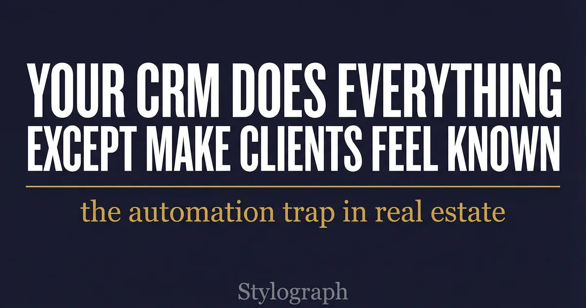 Your CRM Does Everything Except Make Clients Feel Known. The Automation Trap in Real Estate.