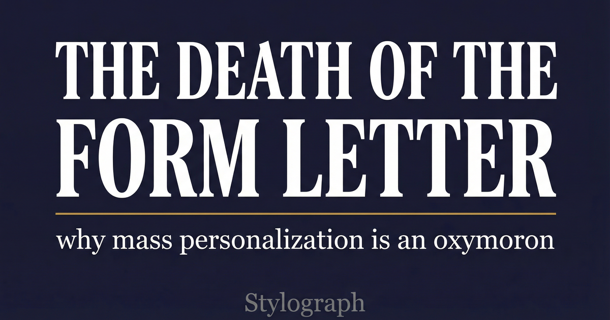 The Death of the Form Letter: Why Mass Personalization Is an Oxymoron