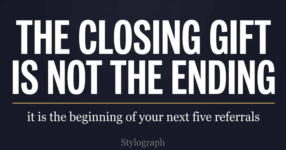 The Closing Gift Is Not the Ending. It Is the Beginning of Your Next Five Referrals.