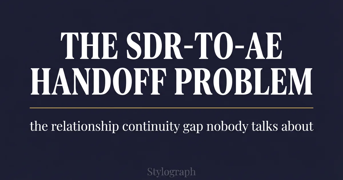 The SDR-to-AE handoff problem: relationship continuity